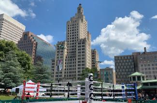 Boxing Ring in front of Superman Building